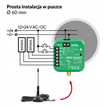 Контроллер SUPLA Gate для 2-х Wi-Fi-ворот с внешней антенной ZAMEL
