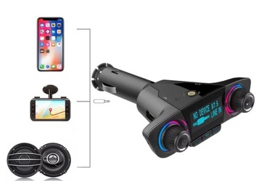 FM-передатчик Bluetooth, 2 зарядных устройства USB 2.1A для SD-карт.