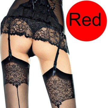 Fiore VESPER R4 Pończochy do pasa 20DEN szew red