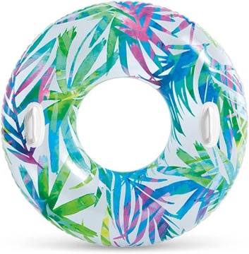 INTEX dmuchane plażowe KOŁO DO PŁYWANIA z uchwytami w LIŚCIE 97 cm