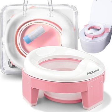 NICEKIDS NOCNIK ANTYPOŚLIZGOWY 3w1 nakładka na wc sedes deskę sedesową róż