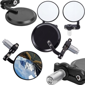 LUSTERKA MOTOCYKLOWE W KIEROWNICĘ OKRĄGŁE Czarne Cafe Racer Naked Classic