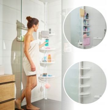 ПОЛКА ДЛЯ ВАННОЙ УГЛОВАЯ ДЛЯ ДУША, ТЕЛЕСКОПИЧЕСКАЯ, РЕГУЛИРУЕМАЯ ПОЛКА 305 СМ