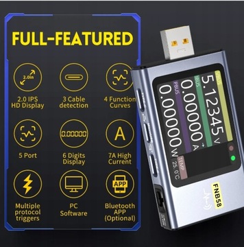 FNIRSI-FNB58 USB-тестер Вольтметр Амперметр с Bluetooth