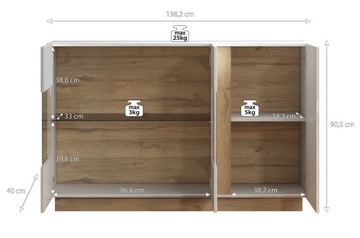 Мебель ARCO для гостиной со СКАМЬЕЙ и комодом с витриной + LED
