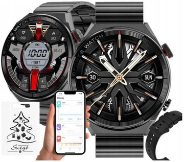 SMARTWATCH MĘSKI CZARNY RUBICON ROZMOWY PULS TĘTNO EKG BT 320mAh !