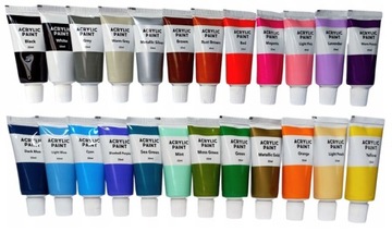 FARBY AKRYLOWE 24 KOLORY po 22 ml DUŻY ZESTAW 627