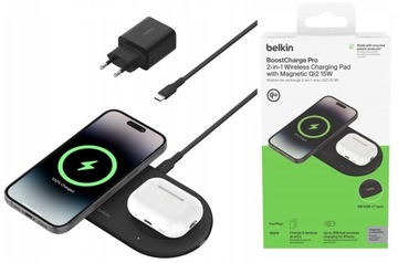 Ładowarka podwójna BoostCharge Pro Qi2 15W zestaw