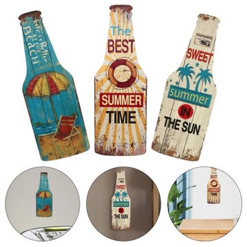 ДЕРЕВЯННЫЙ КУЛОН БУТЫЛКА «ПЛЯЖ» 3 ШТ.