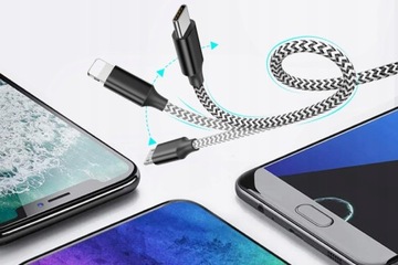 ZASILACZ ŁADOWARKA DO TELEFONU I ZEGARKA 33W PD Z MOCNYM KABLEM NYLON 5W1