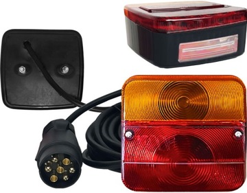 ZESTAW LAMP TYLNYCH DO PRZYCZEP ROLNICZYCH ŚWIATEŁ WTYCZKA 7 PIN KABEL 7.5M