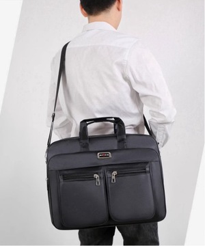 БОЛЬШАЯ МУЖСКАЯ БИЗНЕС-СУМКА НА НОУТБУКЕ ЧЕРНАЯ С ПРОЧНЫМ РЕМЕНЕМ