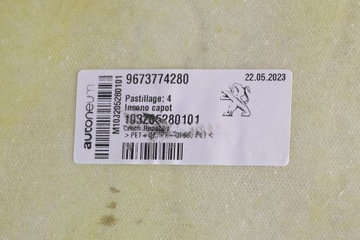 PEUGEOT 208 I 2012-2019 TLUMENÍ KAPOTY OE 9673774280