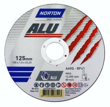 TARCZA DO CIĘCIA ALUMINIUM NORTON ALU 125x1 T41