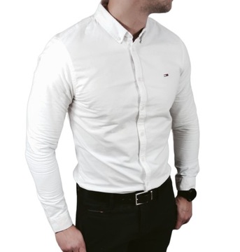Koszula slim fit biała Tommy Jeans DM0DM09594 YBR White Oxford - L