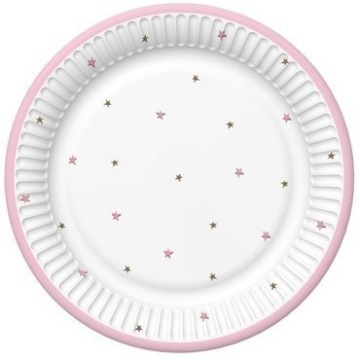 Набор тарелок, чашек, салфеток, BABY SHOWER, розовые звезды