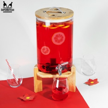 СТЕКЛЯННАЯ БАНКА С КРАНОМ 10 Л КУВШИН ДЛЯ ЛИМОНАДНЫХ НАПИТКОВ ВОДА СОК