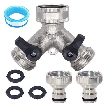 ROZDZIELACZ PODWÓJNY 3/4'' DO KRANÓW TRÓJNIK Z ZAWORAMI DO WĘŻA 2 ADAPTER