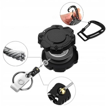 2x ВТЯГАЮЩИЙ БРЕЛОК ДЛЯ СТАЛЬНОГО ТРОСА, ИДЕНТИФИКАТОР КАТУШКИ КЛЮЧЕЙ ДЛЯ ТЯЖЕЛЫХ УСЛОВИЙ