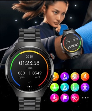 Smartwatch AMOLED Zegarek Cisnieniomierz EKG Glukoza HRV