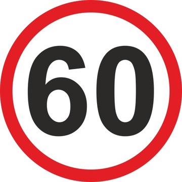 Naklejka OGRANICZENIE PRĘDKOŚCI 60 km/h znak 20 cm
