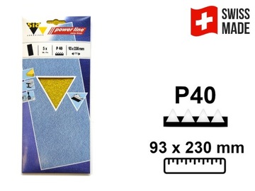 25szt TRWAŁY Papier ścierny arkusz 93x230mm P40