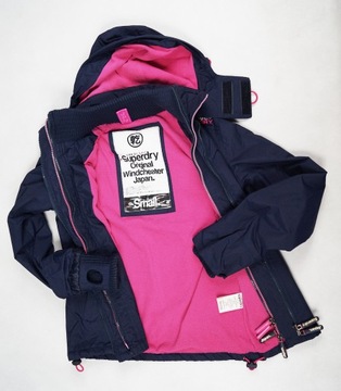 SUPERDRY FIRMOWA GRANATOWA KURTKA Z KAPTUREM - S