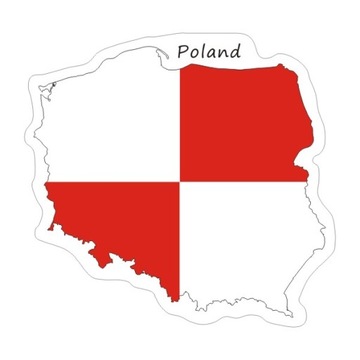 Naklejka POLSKA z Szachownicą Kontur Flaga POLSKI