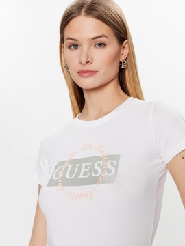 GUESS T-Shirt damski Logo W3GI38 J1314 Biały M