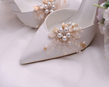 ПРЯЖКИ ДЛЯ ОБУВИ ЦВЕТЫ СВАДЕБНЫЕ УКРАШЕНИЯ УКРАШЕНИЯ С ЖЕМЧУГОМ ЗАЖИМЫ СЪЕМНЫЕ PLN