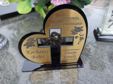 ZNICZ SOLARNY PODSTAWKA POD ZNICZ STATUETKA NA GRÓB GRAWER DEDYKACJA PLEXI