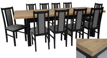 Komplet 10 krzeseł i stół DREWNIANY 100x200/300 cm
