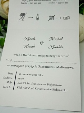 ZS12 *2 K Zaproszenie na ślub ślubne z drewnianymi serduszkami