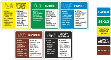 kwadratowe NAKLEJKI na kosz do segregacji 2x5 szt.