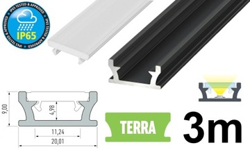 PROFIL DO LED WODOODPORNY IP65 TERRA CZARNY 3M