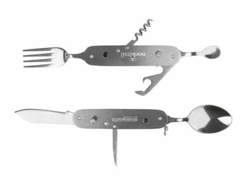Sztućce kempingowe składane z etui stal nierdzewna 7 funkcji 3x11 cm