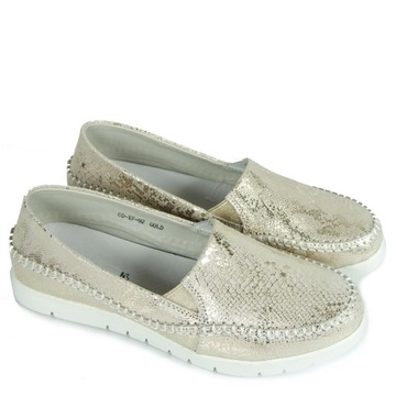 GOODIN GD-XF-92 МОКАСИНЫ ИЗ ЗМЕИНОЙ КОЖИ, ЗОЛОТО 40