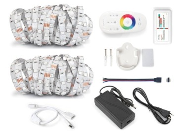 ZESTAW TAŚMA LED RGB 10M PILOT STEROWNIK ZASILACZ