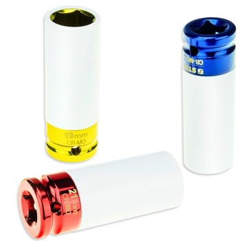 ДЛИННЫЕ УДАРНЫЕ НАСАДКИ ДЛЯ ЛЕГКОСПЛАВНЫХ ДИСКОВ С КРЫШКОЙ 17 19 21 ММ CR-MO STIX 3 ШТ.