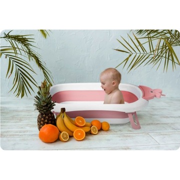 Детская ванночка с термометром и вставкой RK-282, бело-розовая