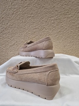 ТУФЛИ БЕЖЕВЫЕ ЗАМШЕВЫЕ МОКАСИНЫ GOODIN Размер 38