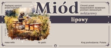 Etykiety na miód lipowy (100szt) - wzór E274