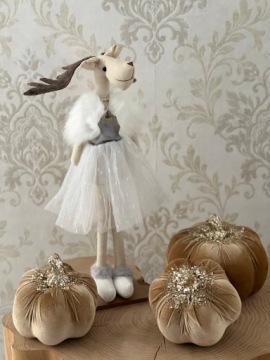 ДЕКОРАТИВНОЕ УКРАШЕНИЕ ТЫКВЫ ИЗ МАТЕРИАЛА БЛЕСКИ 16 СМ