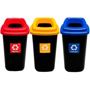 ZESTAW 3-KOSZE śmietnik z otworem SORT BIN 45L