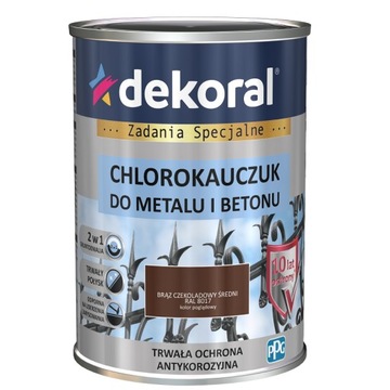 Dekoral Chlorokauczuk Farba do metalu i betonu Brąz RAL 8017 0,9L