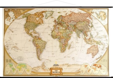 Świat mapa na ścianę polityczna stylizowana laminowana National Geographic