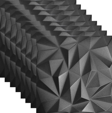 ŚCIENNA OZDOBA PANEL 3D CYRKON CZARNY KASETONY CZARNE PIANKOWE - ZESTAW 2m2