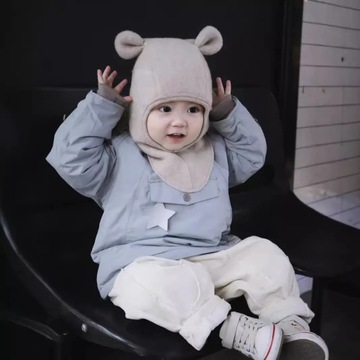 Милая детская шапка с помпоном из двойной шерсти, наборы перчаток, брендовая детская шапка Hutt, теплая Wi