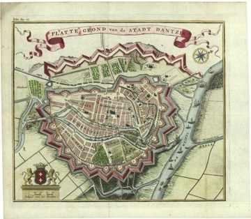 GDAŃSK MAPA 30x40cm 1734r. M18