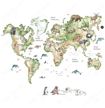 NAKLEJKA NA ŚCIANĘ - MAPA ŚWIATA 